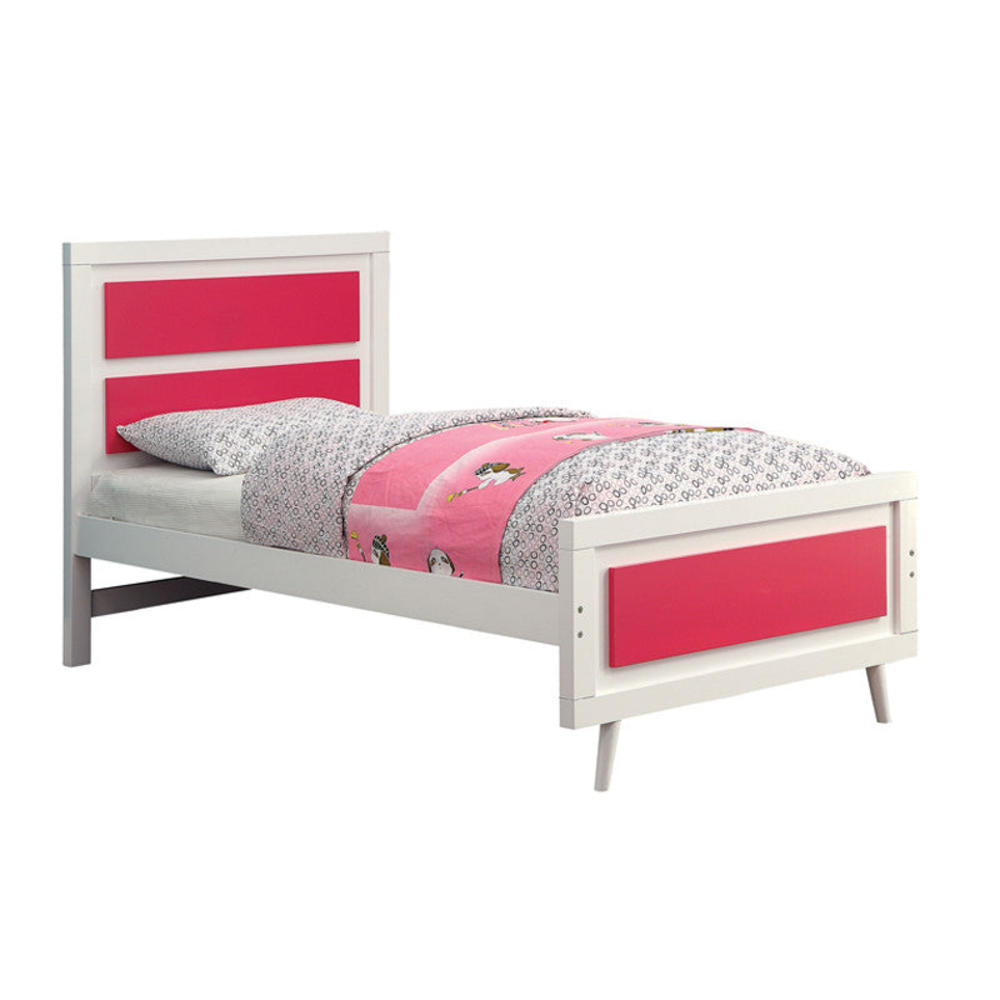 24/7 SHOP AT HOME Alivia Pink & White Finish Full Size Bed Frame Set / NO TRUNDLE