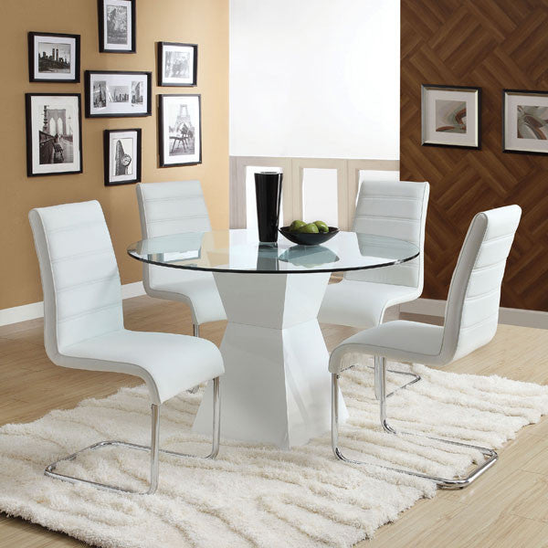 24/7 SHOP AT HOME Sumiton Contemporary White 5-Piece Glass Top Round Dining Set