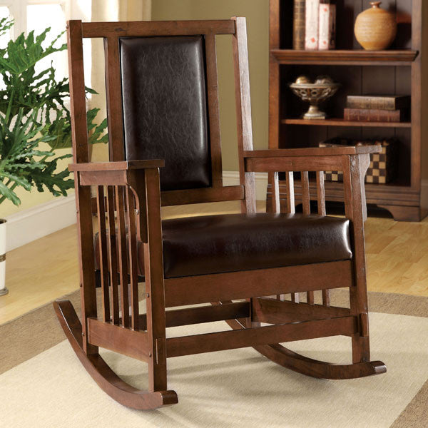 24/7 SHOP AT HOME Maxson Mission Style Brown Cherry Finish Rocking Chair