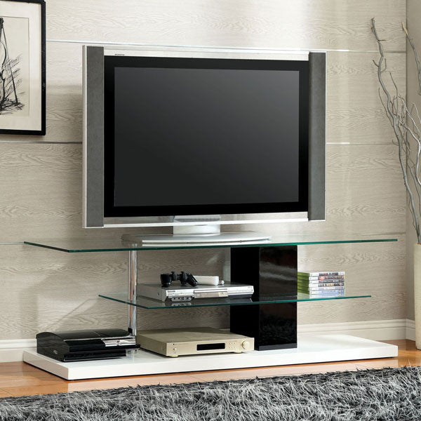 24/7 SHOP AT HOME Neapoli Black and White Finish Contemporary Style TV Stand