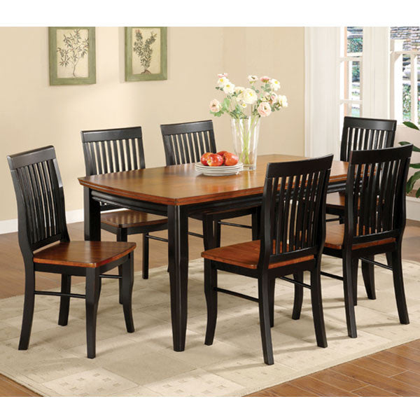 24/7 SHOP AT HOME Earlham Mission Style Black & Oak Finish 7-Piece Dining Table Set