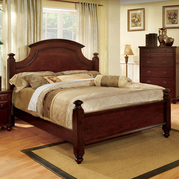 24/7 SHOP AT HOME Gabrielle French Country Style Dark Cherry Finish Queen Size Bed Frame Set