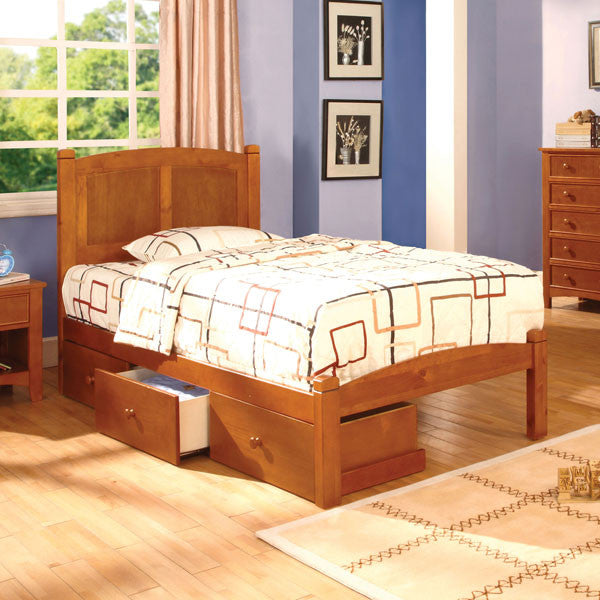 24/7 SHOP AT HOME Cara Mission Style Oak Full Size Platform Youth Bed with Storage Drawers