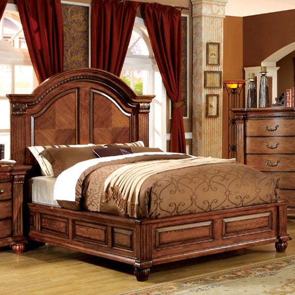 24/7 SHOP AT HOME Bellagrand English Style Antique Tobacco Oak Finish Cal. King Size Bed Frame