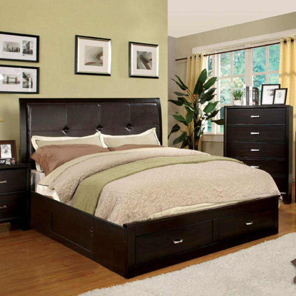 24/7 SHOP AT HOME Atkinson Traditional Cottage Style Espresso Finish Cal. King SIze Bed Frame Set