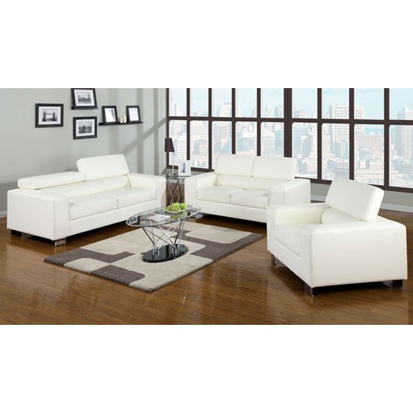 24/7 SHOP AT HOME Makri Contemporary Style White Bonded Leather 3-Piece Sofa Set