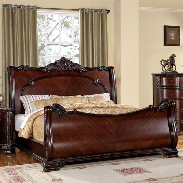Brown Cherry Finish Queen Size, Queen Size Cherry Wood Bed Frame