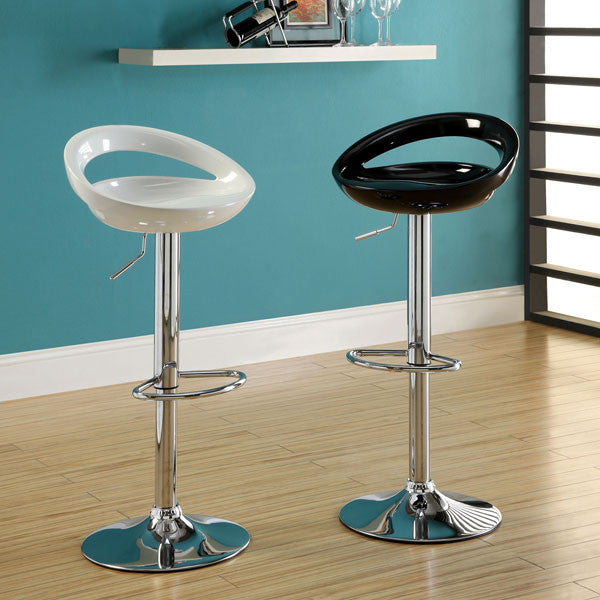 24/7 SHOP AT HOME Popcap Contemporary Style Glassy White Finish Adjustable Swivel Bar Stool (Set of 2)