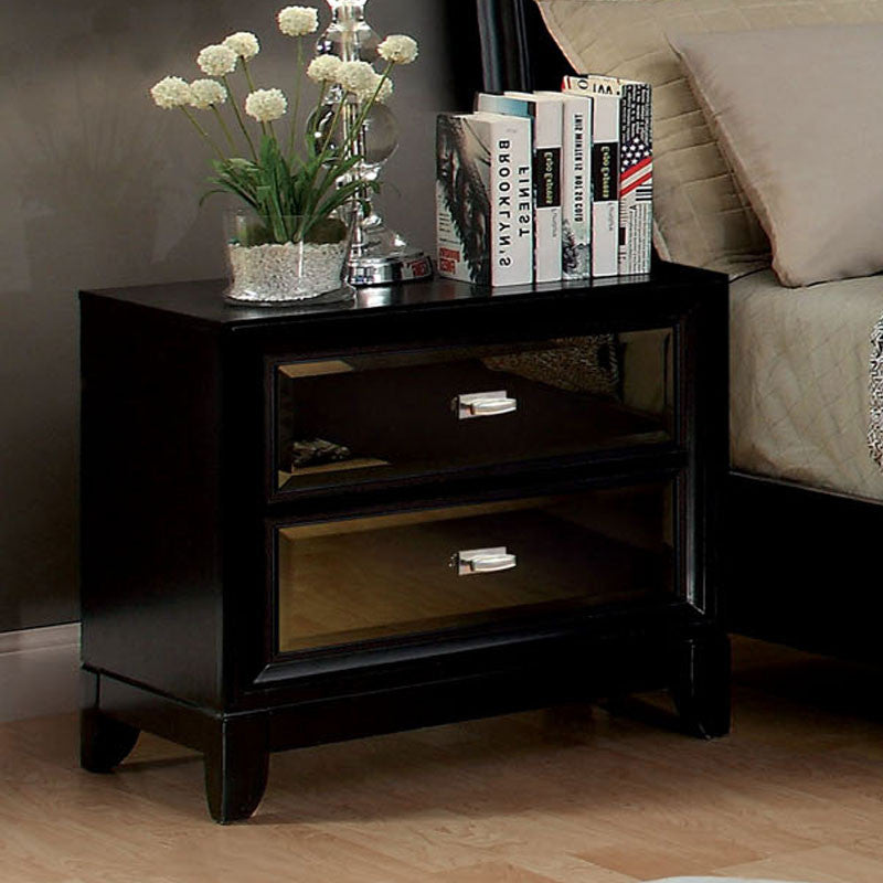 24/7 SHOP AT HOME Golva Contemporary Style Black Finish Bedroom Night Stand