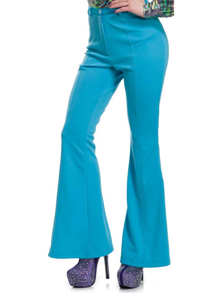 Charades Womens 70s High Waisted Powder Blue Disco Pants