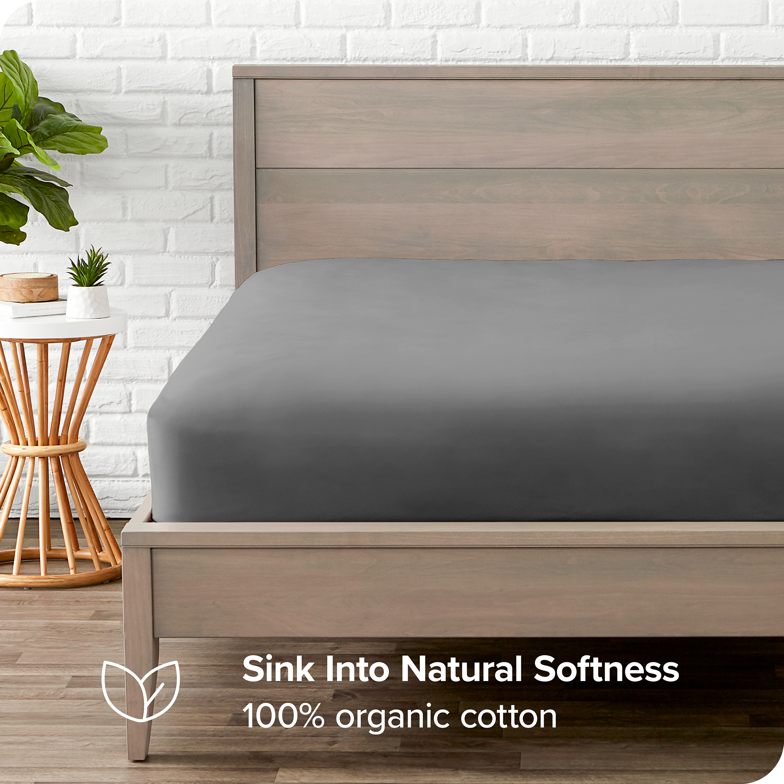 Bare Home 100% Organic Cotton Fitted Bottom Sheet - Silky Smooth Sateen Weave - Warm & Luxurious
