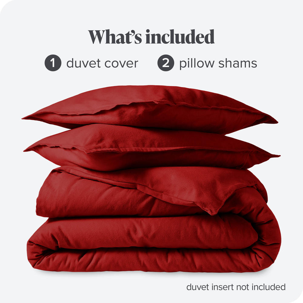 Bare Home Flannel Duvet Cover and Sham Set - 100% Cotton, Velvety Soft Heavyweight, Double Brushed Flannel