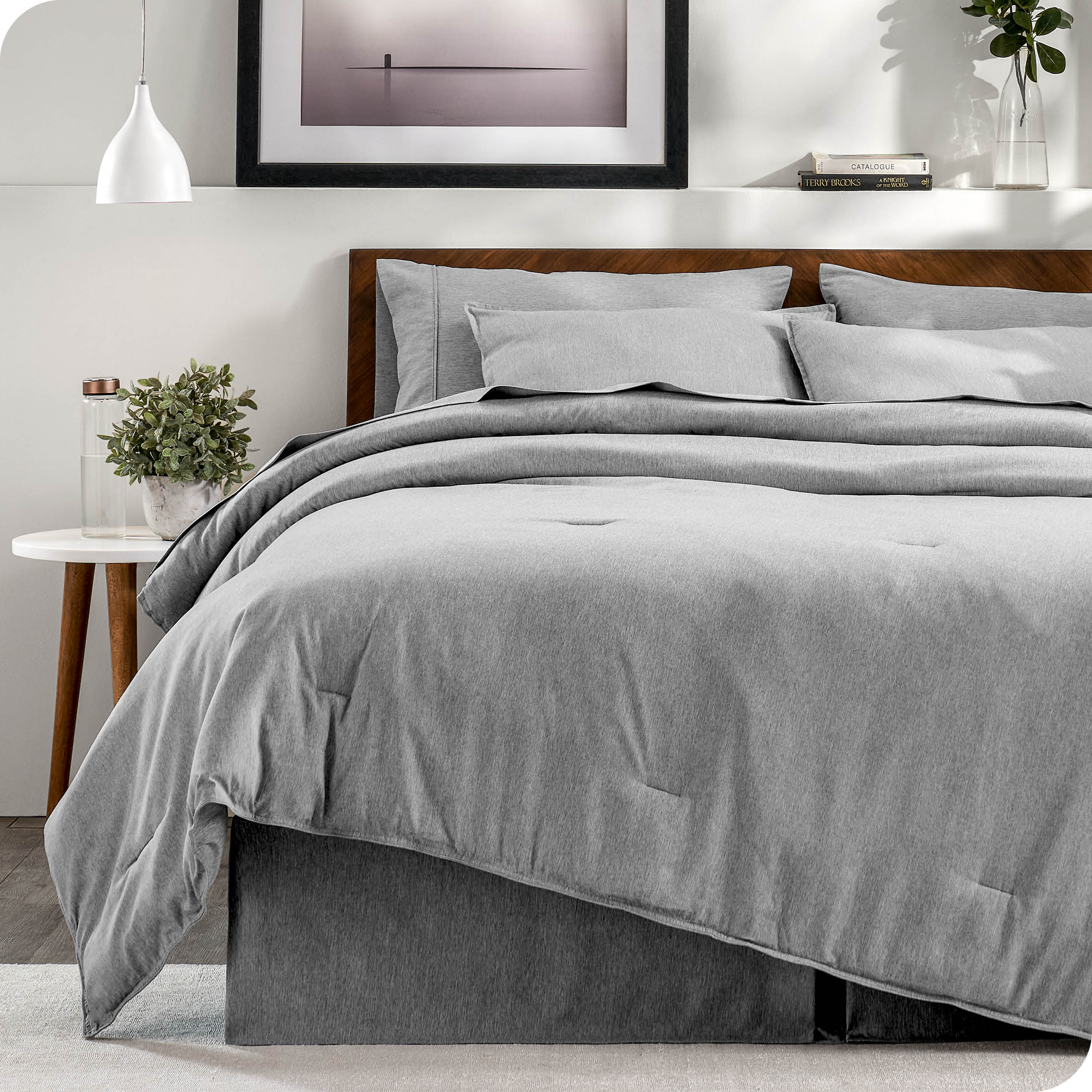Bare Home Complete Bedding Set 8 Piece Comforter & Sheet Set & Bed Skirt - Goose Down Alternative - Ultra-Soft 1800 Premium