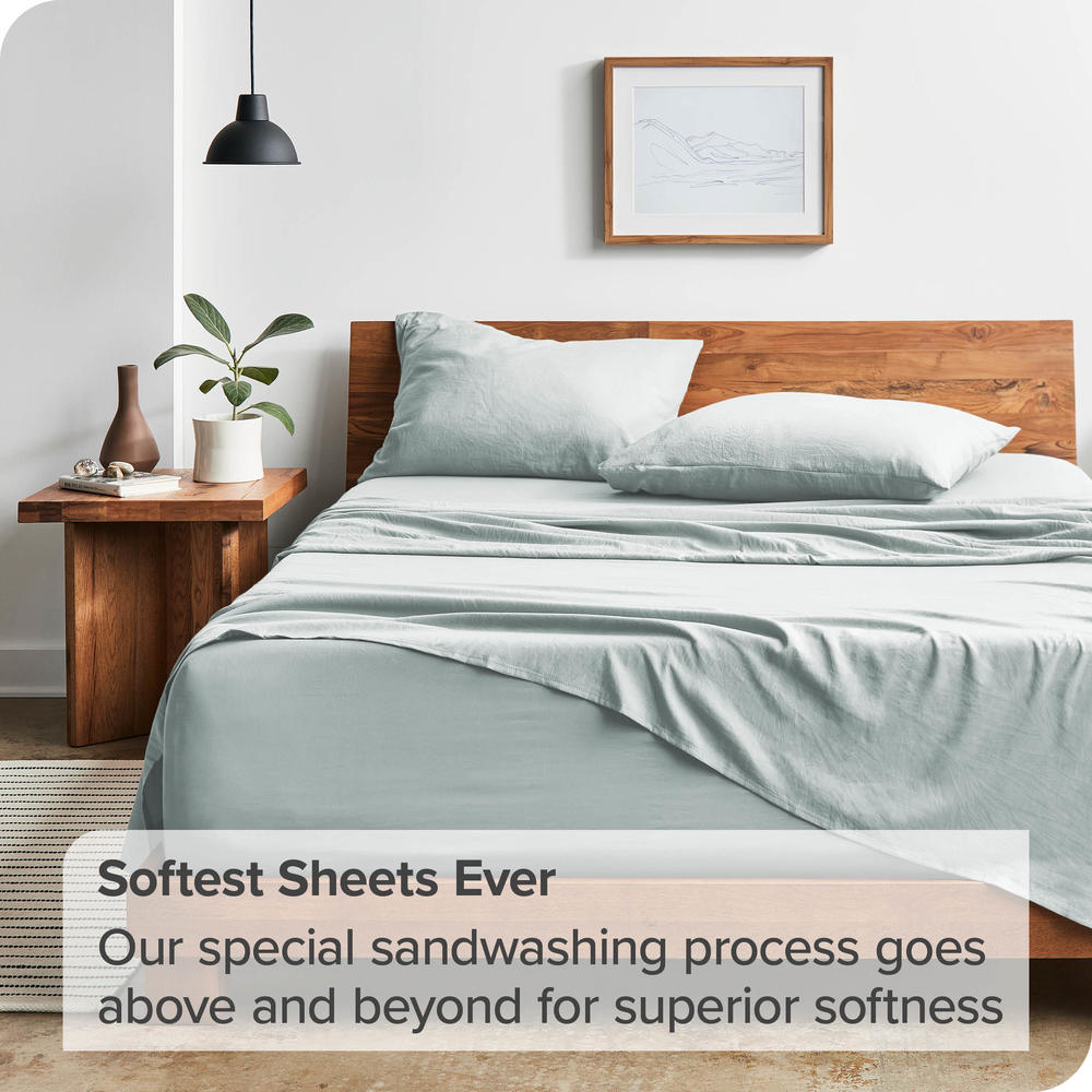Bare Home Washed Sheet Set - Premium 1800 Ultra-Soft Microfiber Bed Sheets - Double Brushed - Hypoallergenic