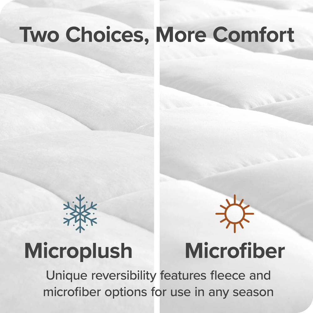 Bare Home Pillow-Top Mattress Pad - Premium Goose Down Alternative - Overfilled Microplush Reversible Topper - Hypoallergenic