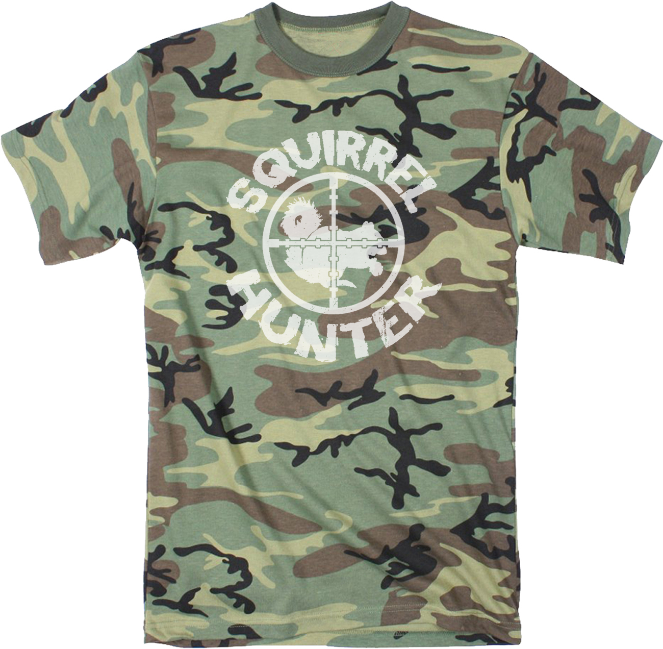 Crazy Dog Tshirts Mens Squirrel Hunter Funny Animal Hunting Camouflage T shirt (Camo)