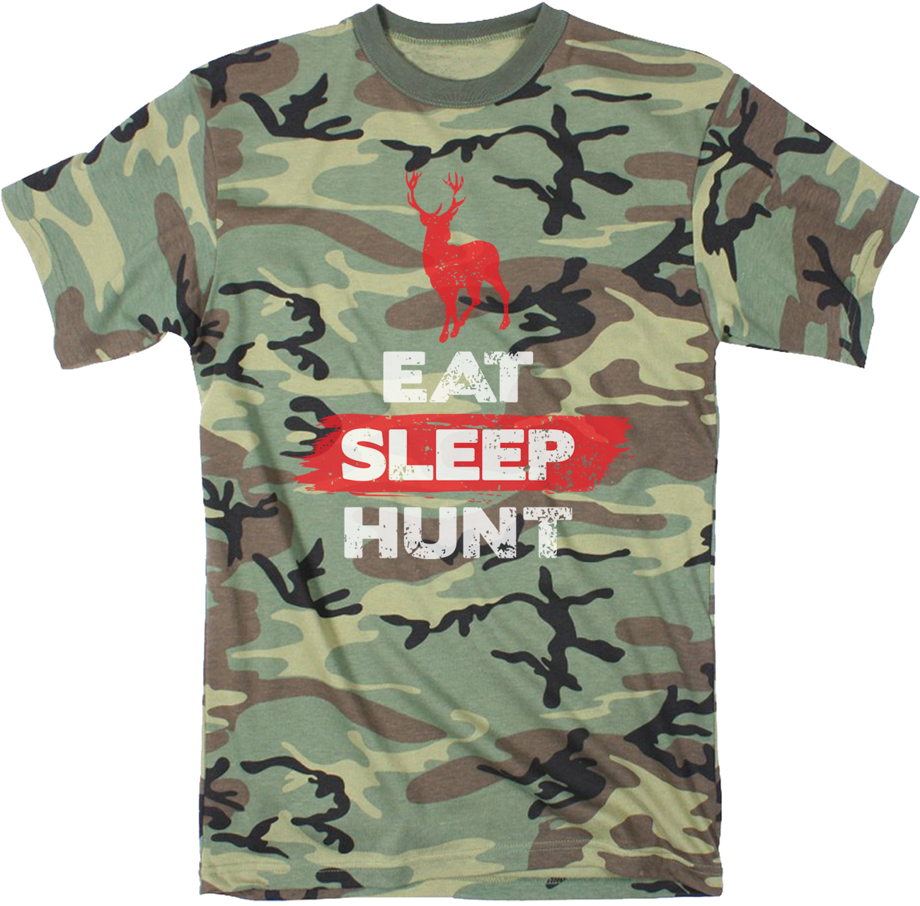 Crazy Dog Tshirts Mens Eat Sleep Hunt Funny Deer Hunting Camouflage Print T shirt (Camo)