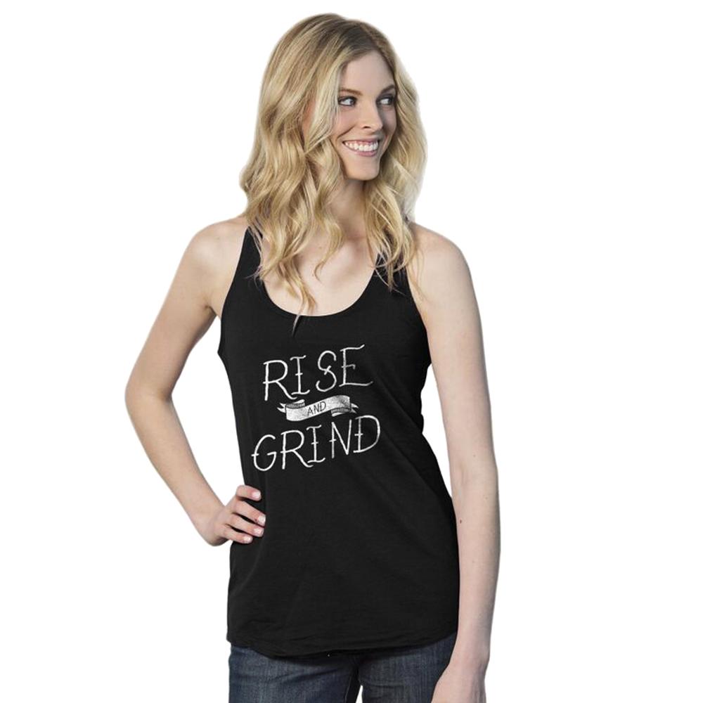 Crazy Dog Tshirts Womens Rise and Grind Funny Workout Fitness Tank Top Gym Jokes