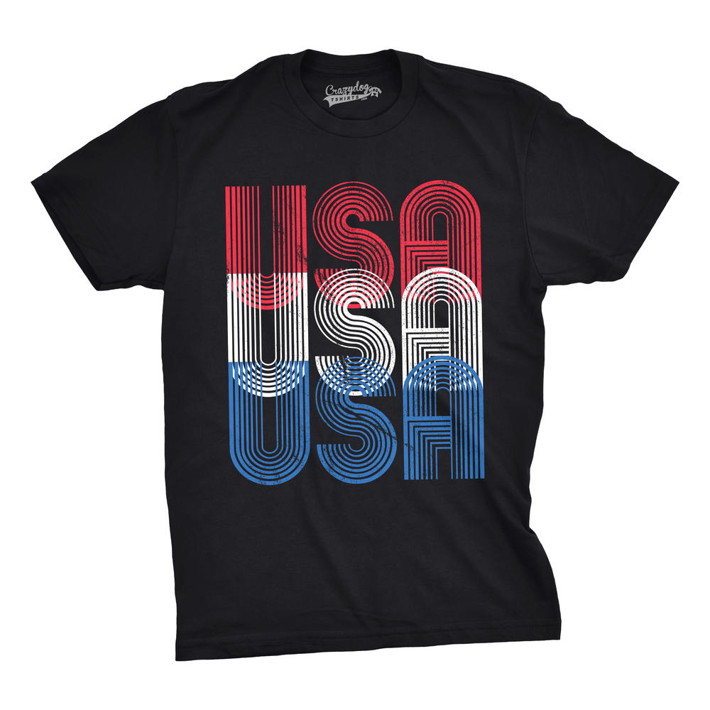Crazy Dog Tshirts Mens USA USA USA Funny T shirts Red White Blue Retro Designs Cool Graphic T shirt