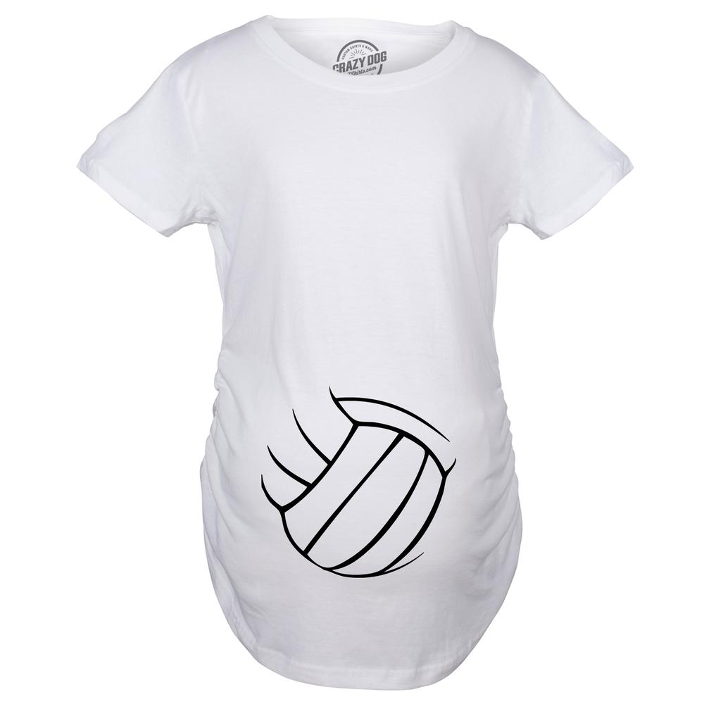 Crazy Dog Tshirts Maternity Volleyball Bump Funny Pregnant Shirt Announce Pregnancy T shirt