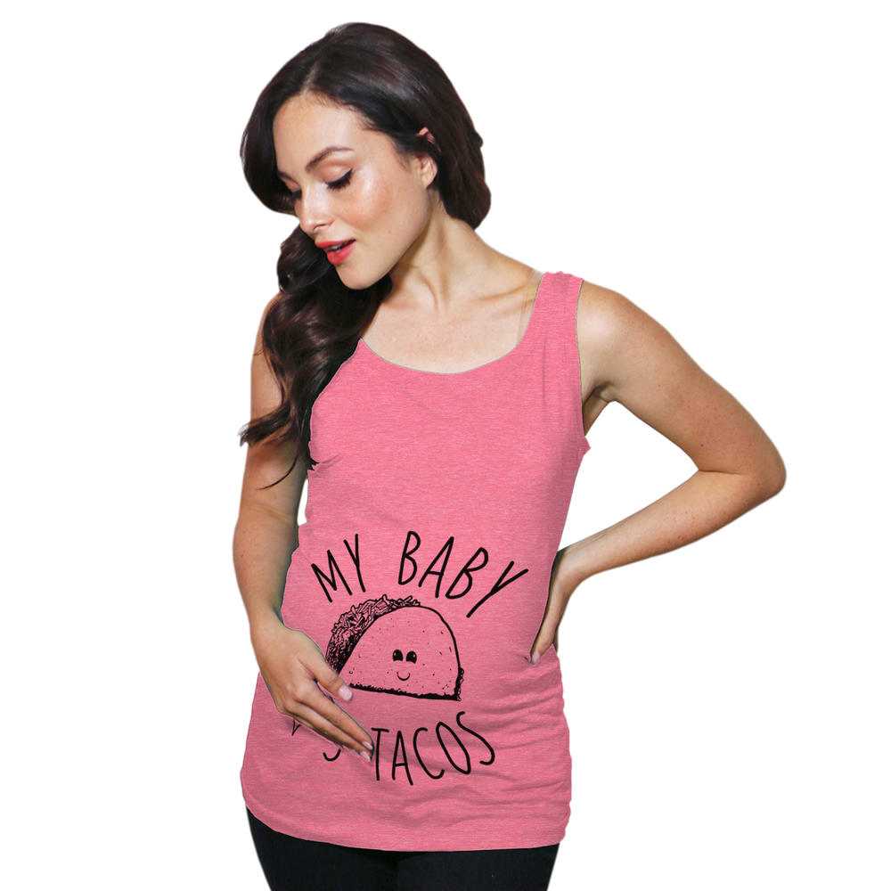 Crazy Dog Tshirts Maternity Tank Top My Baby Loves Tacos Pregnancy Tank