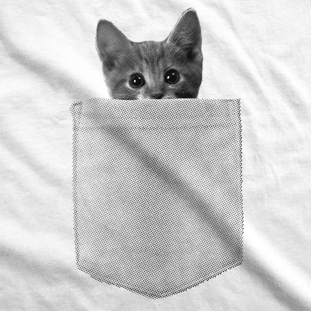 Crazy Dog Tshirts Mens Pocket Cat T Shirt Funny Printed Peeking Pet Kitten Animal Tee For Guys