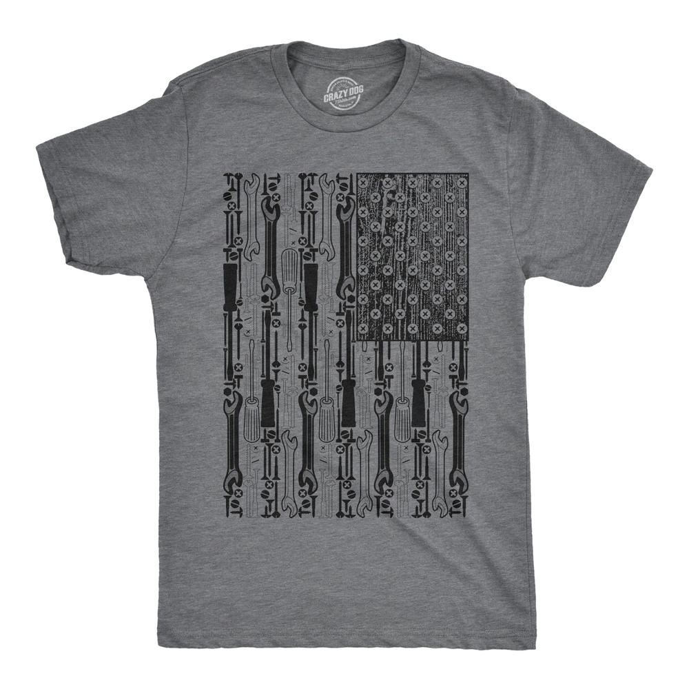 Crazy Dog Tshirts Mens American Flag Tools USA Merica Dad Gift T Shirt Handyman Funny Car Lover