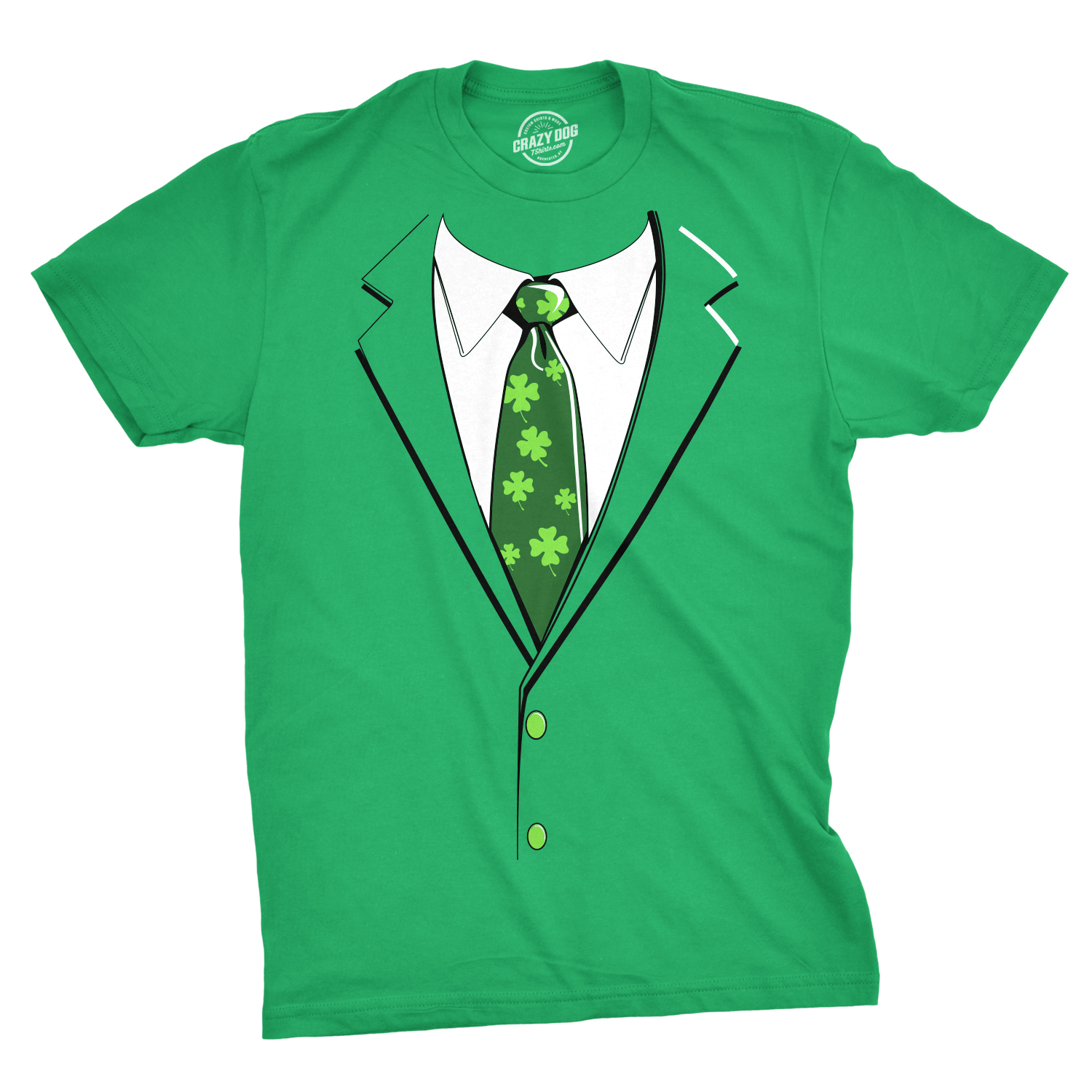 Crazy Dog Tshirts Green Irish Tuxedo T Shirt Funny Drinking Outfit for Saint Patricks Day Patty