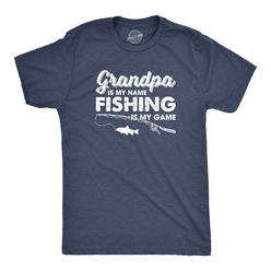 Crazy Dog Tshirts Mens Grandpa Is My Name Fishing Is My Game T shirt Funny Fathers Day Fish Papa