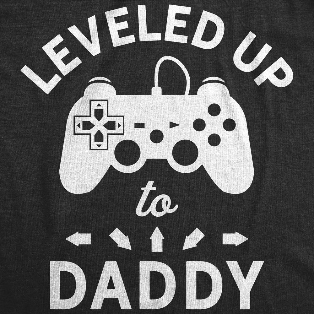 Crazy Dog Tshirts Mens Leveled Up To Daddy Tshirt Funny Video Game Fathers Day Tee