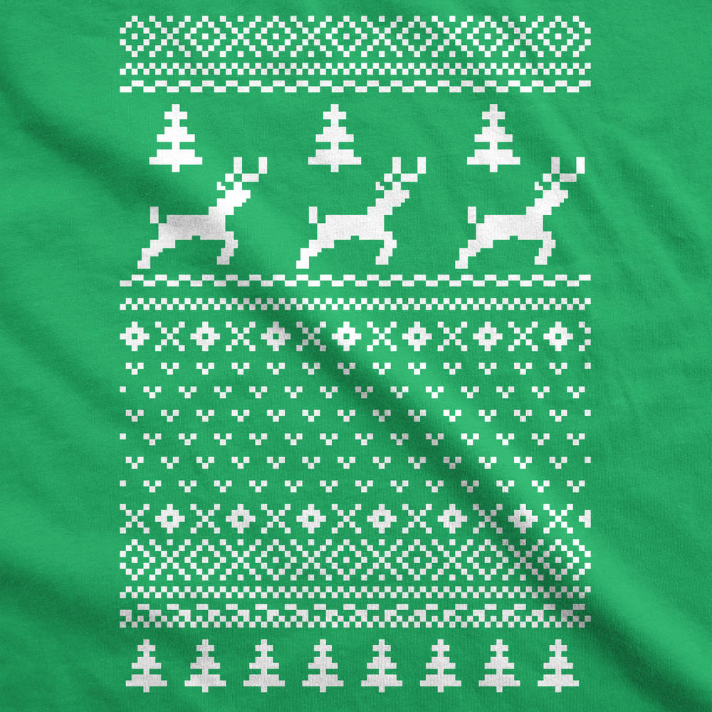 Crazy Dog Tshirts Reindeer Ugly Christmas Sweater T Shirt Funny Holiday Party Vintage Pattern Tee