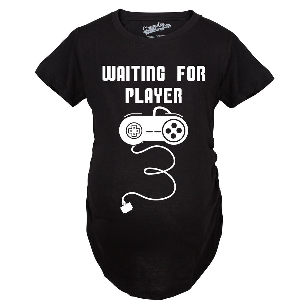 Crazy Dog Tshirts Maternity Waiting For Player Funny Pregnancy Shirt Gamer Tee