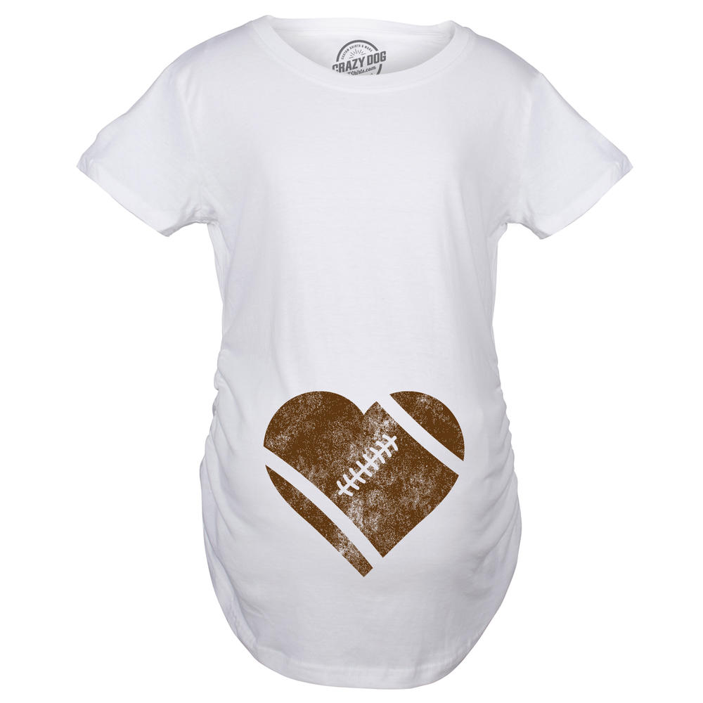 Crazy Dog Tshirts Maternity Football Heart Pregnancy Tshirt Cute Fall Sports Tee For Mom To Be