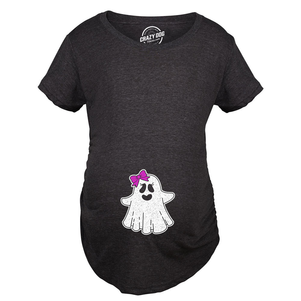 Crazy Dog Tshirts Maternity Baby Girl Ghost Pregnancy Tshirt Cute Funny Halloween Costume Tee