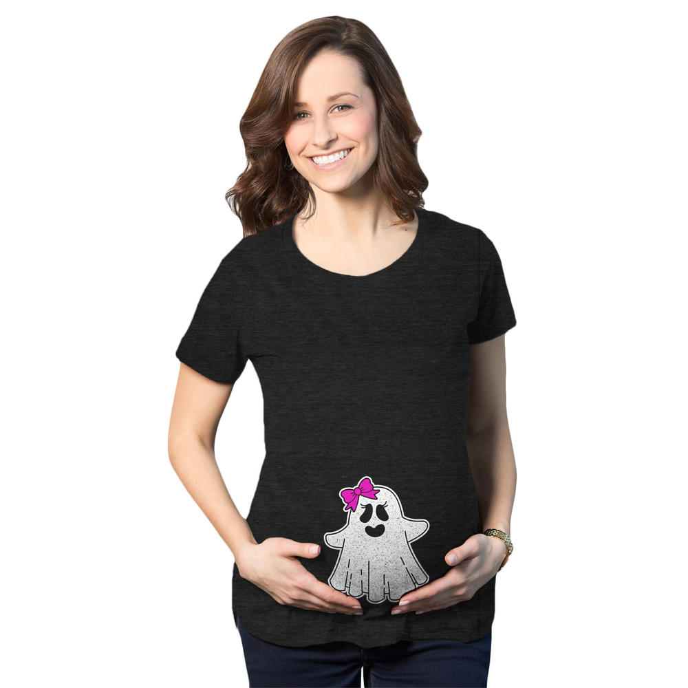 Crazy Dog Tshirts Maternity Baby Girl Ghost Pregnancy Tshirt Cute Funny Halloween Costume Tee