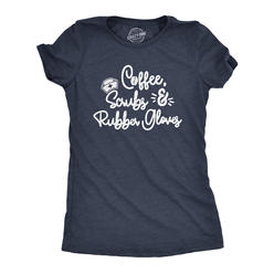 Crazy Dog Tshirts Womens Coffee Scrubs Rubber Gloves Tshirt Funny Nurse Life Tee