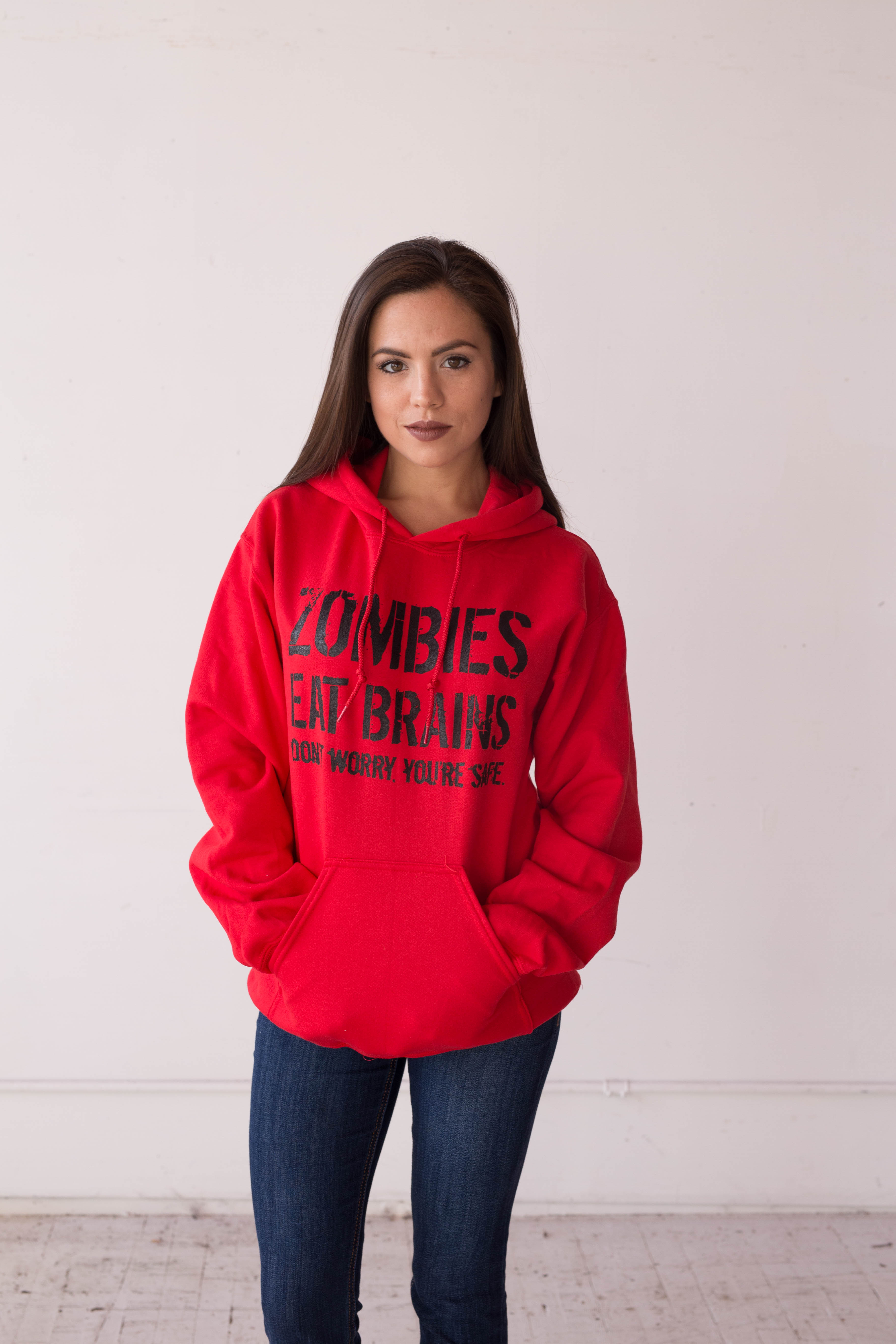 Crazy Dog Tshirts Zombies Eat Brains So Youre Safe Hoodie Funny Costume Halloween Sweatshirt