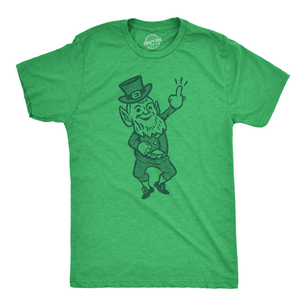 Crazy Dog Tshirts Mens Leprechaun Middle Finger Offensive Saint Patricks Day T-Shirt Crazy Design