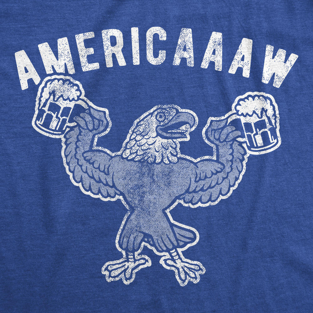 Crazy Dog Tshirts Mens Americaaaw Tshirt Funny 4th Of July Merica Bald Eagle Beer Drinking Graphic Party Tee
