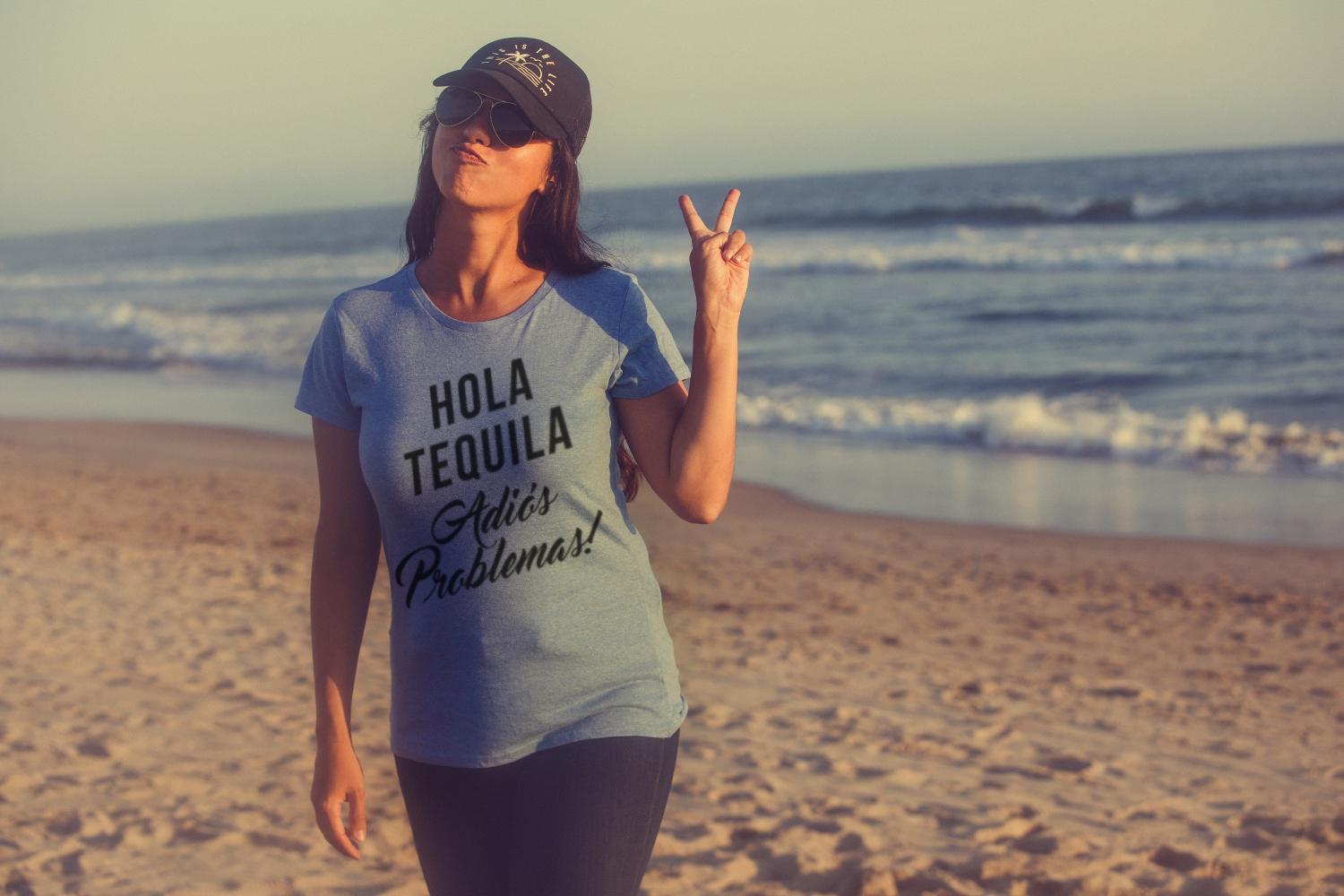 Crazy Dog Tshirts Womens Hola Tequila Adios Problemas Funny Shirts Hilarious Vintage Novelty T shirt