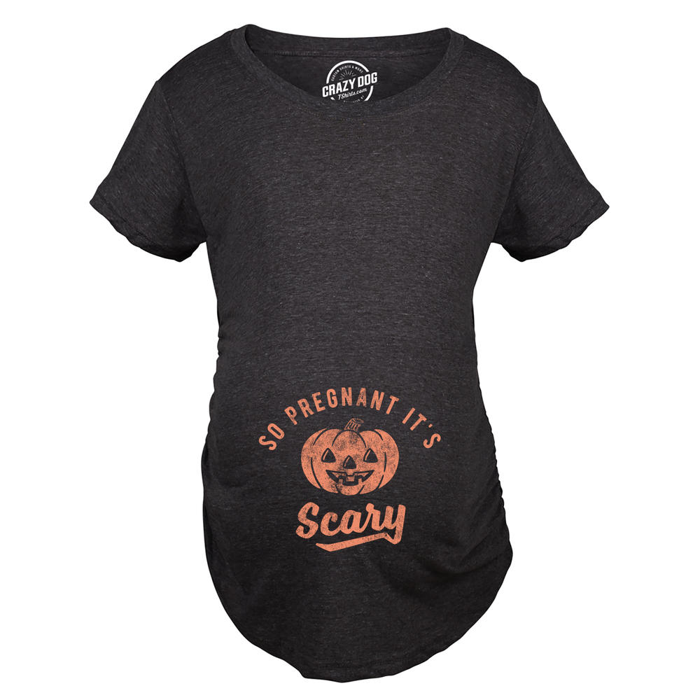 Crazy Dog Tshirts Maternity So Pregnant It's Scary Tshirt Funny Halloween Jack-O-Lantern Pregnancy Tee