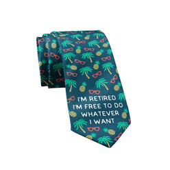 Crazy Dog Tshirts I'm Retired I'm Free To Do Whatever I Want Necktie Funny Ties Retirement Tie Mens Novelty Neckties