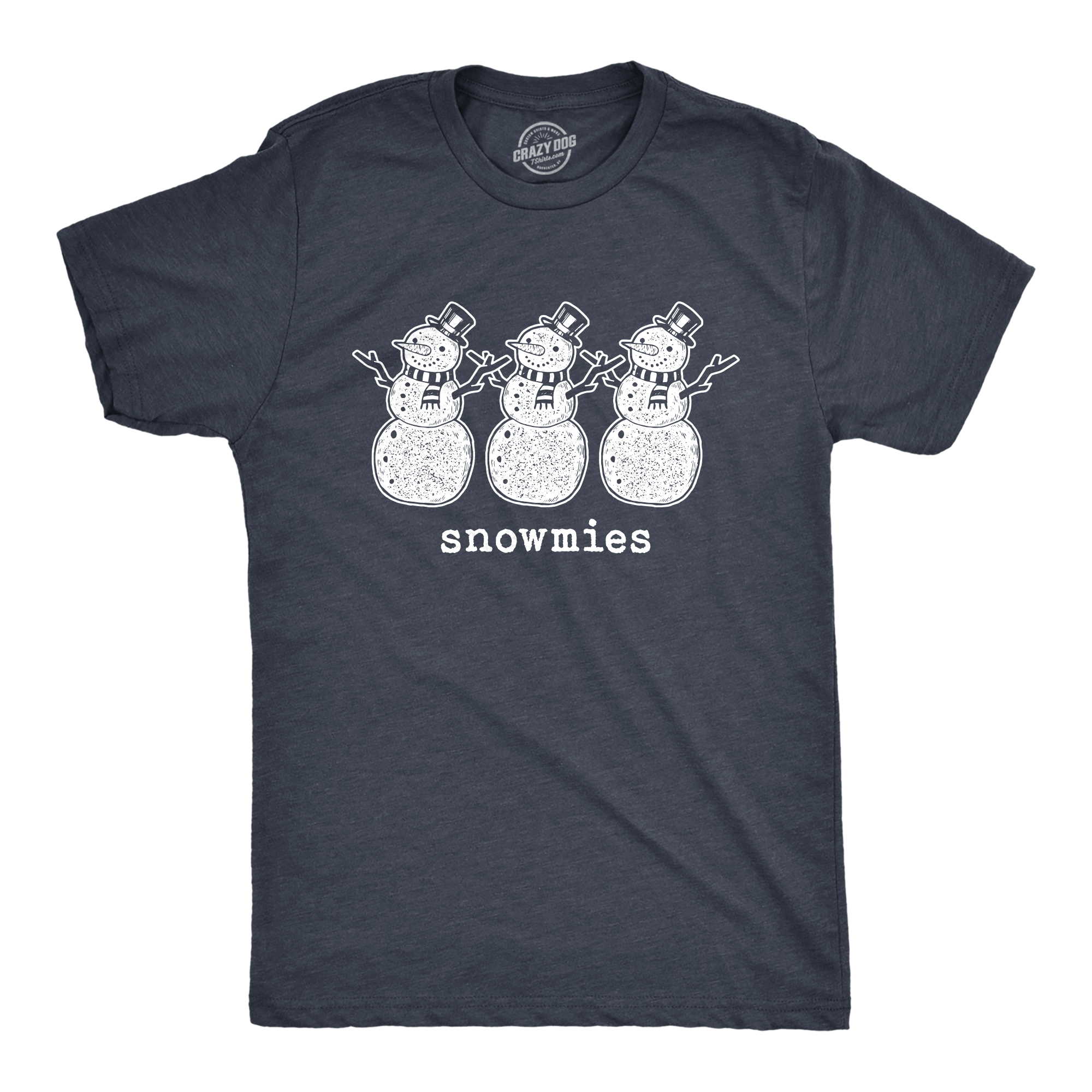 Crazy Dog Tshirts Mens Snowmies Tshirt Funny Snowmen Homies Friends Winter Season Graphic Tee