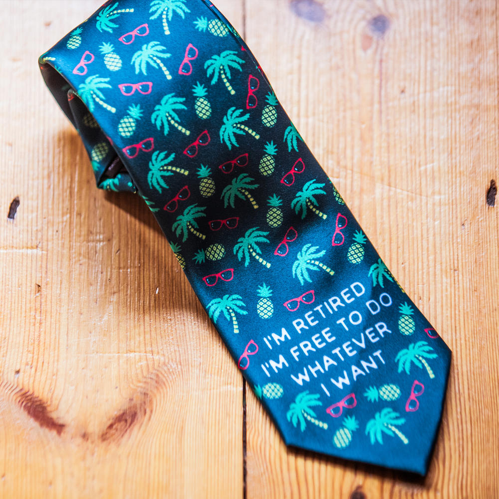 Crazy Dog Tshirts I'm Retired I'm Free To Do Whatever I Want Necktie Funny Ties Retirement Tie Mens Novelty Neckties