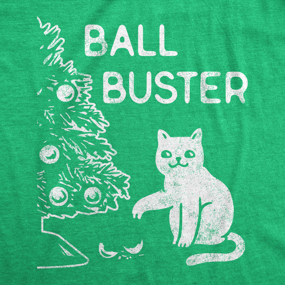 Crazy Dog Tshirts Mens Ball Buster Tshirt Funny Christmas Tree Cat Ornaments Graphic Tee