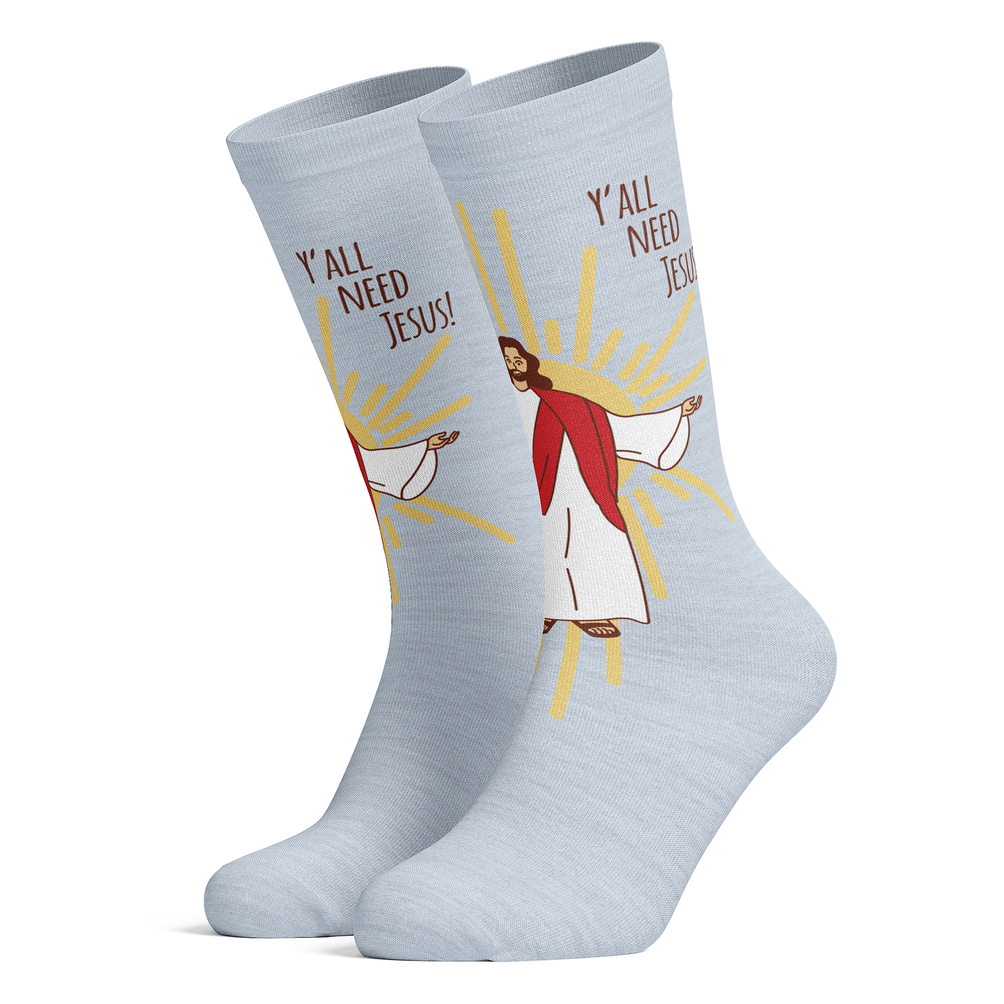 Crazy Dog Tshirts Women's Y'All Need Jesus Socks Funny Sunday Church Religion Paster Novelty Footwear