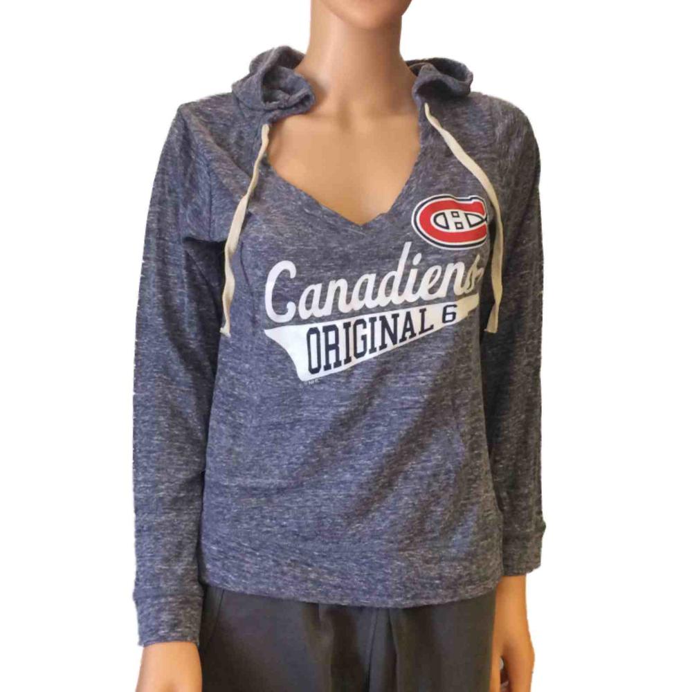 Soft As A Grape Montreal Canadiens SAAG Women Navy Lightweight Pullover Hoodie Sweatshirt