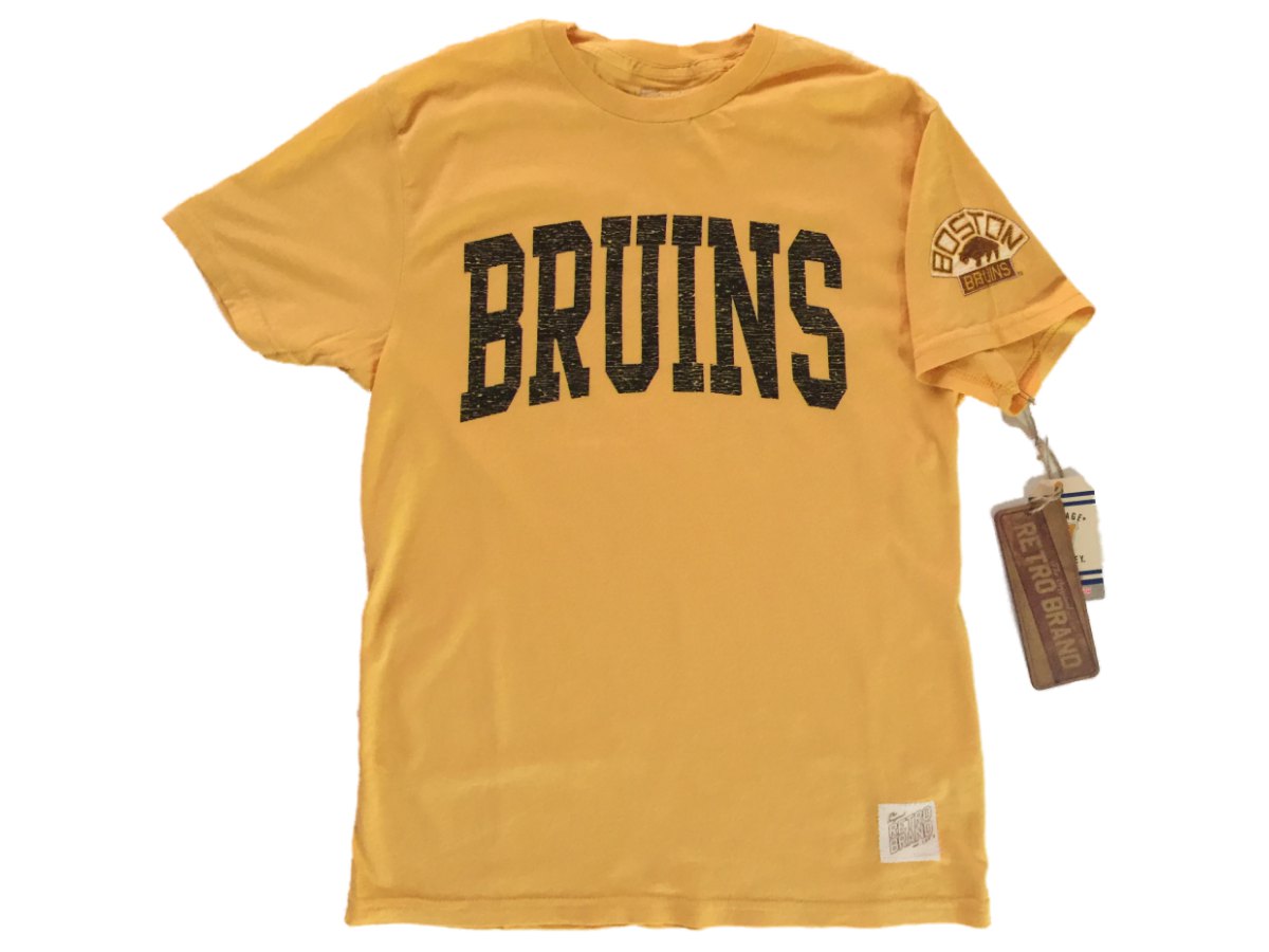 Original Retro Brand Boston Bruins Retro Brand Gold "Bruins" 100% Cotton Short Sleeve T-Shirt