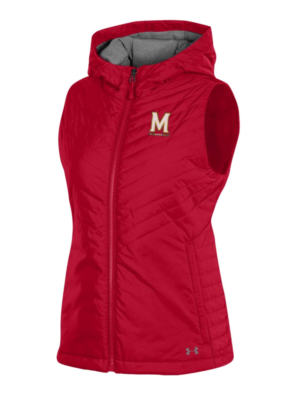 Under Armour Maryland Terrapins  WOMEN'S Red Storm Fitted Hooded Puffer Vest