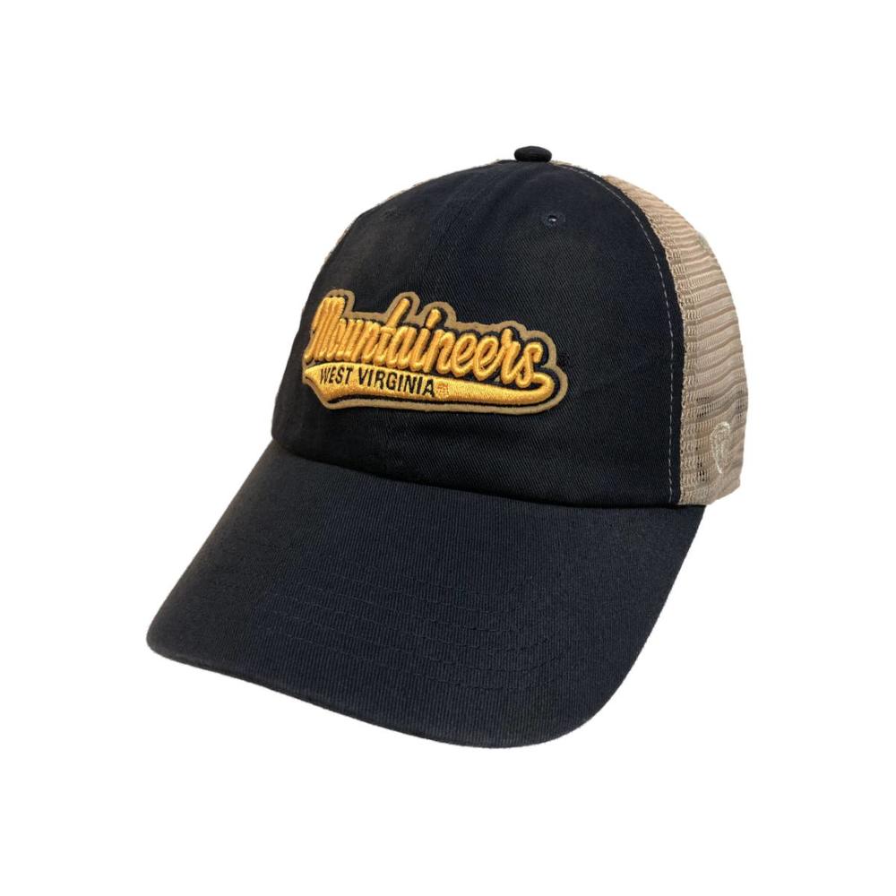 Top of the World West Virginia Mountaineers TOW Navy with Tan Mesh Adj. Snapback Slouch Hat Cap
